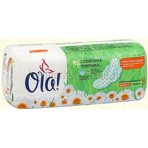 Прокладки OLA WINGS NORMAL «Солнечная ромашка», 8 шт