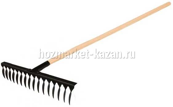 Грабли витые 16 зубьев с деревянным черенком, Сибртех 61763