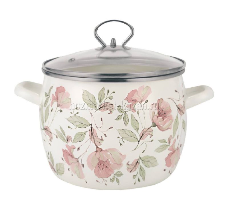 Кастрюля эмаль 4,3л «Цветочный уют»