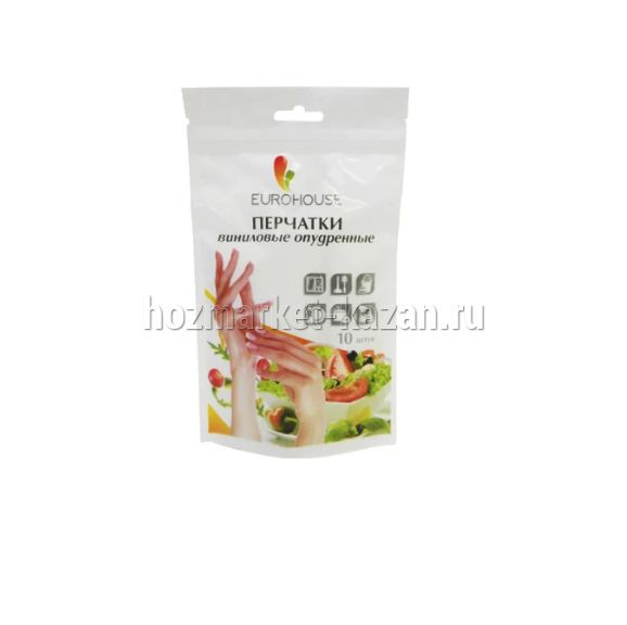 Перчатки одноразовые виниловые 10шт