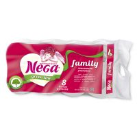 Туалетная бумага Nega Family 2-х слойная 8 рулонов