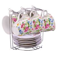 Набор чайный «Летнее цветение» на металлической подставке 12 предметов