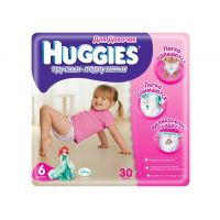 Трусики-подгузники Huggies для девочек 6(16-22 кг), 30 шт
