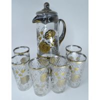 Набор для воды: кувшин и стаканы, 7 предметов, рисунок: золото