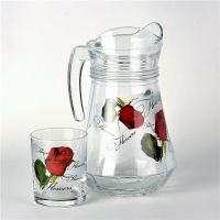 Набор «Цветы», 7 предметов: кувшин + 7 стаканов (Фото 1)