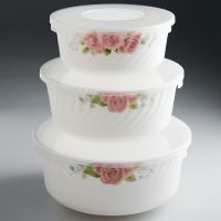 Набор из 3 салатников с крышками 1013K/43-SK «Розовые розы»