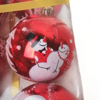 Набор шаров с рисунком 6 шт в подарочной упаковке, 8 см, пластик, красный, СНОУ БУМ 373-162 (Фото 2)